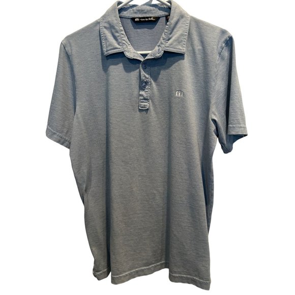 Travis Mathew Golf Polo Shirt size Medium, Gray Blue, Pima Cotton Blend - Picture 1 of 5